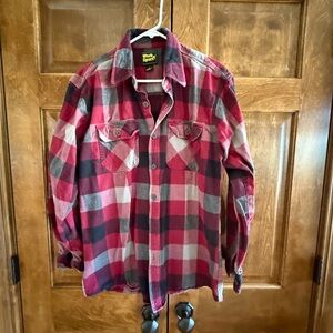 Work Sport Red and Gray Plaid Flannel Shirt - Men's Size Large